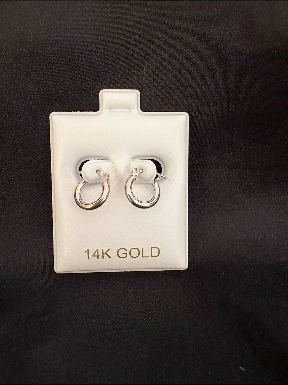 14K White Gold Small Hoop Earrings - Classic White Gold Finish
